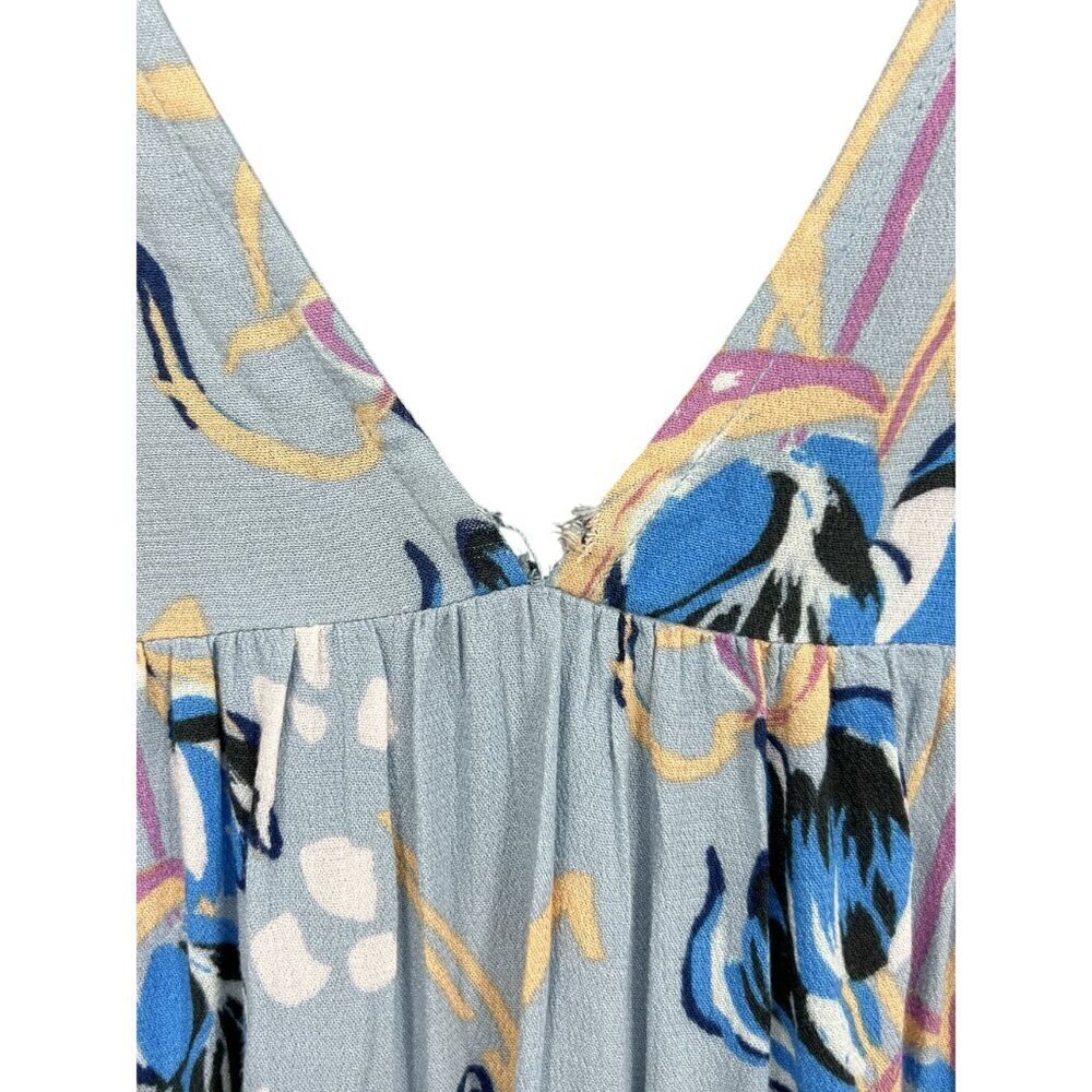 Free People Floral Blouse Top Medium M Gray Blue Pink Women Boho Babydoll VGUC - Picture 3 of 8